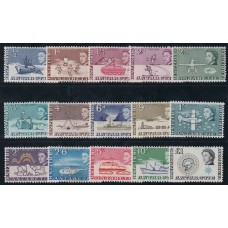 TERRITORIO ANTARTICO BRITANICO BAT 1963 Yv 1/15 SERIE COMPLETA NUEVA MINT BARCOS AVIONES HELICOPTEROS PERROS 280 EUROS